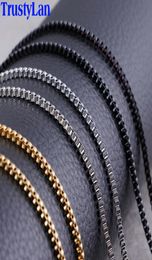 2MM Golden Black Tone Box Chain Necklace Women Fashion 316L Stainless Steel Necklaces For Men Chocker Jewellery Christmas Gifts1307050