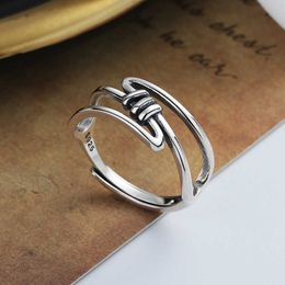 S925 Sterling Silver geometric irregular ring simple minority design Korean ins Chaoshi ring female