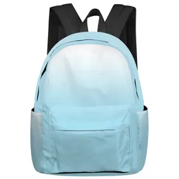 Backpack Blue White Gradient Women Man Backpacks Waterproof Multi-Pocket School For Student Boys Girls Laptop Book Pack Mochilas