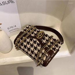 Bag Houndstooth 2024 Trendy Fashion Small Square Western Style Female Wild Ins Single Shoulder Messenger