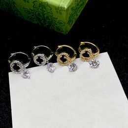 Earrings Designer 18K gold and silver earrings Set with diamond pendant earrings women's aesthetic jewelry