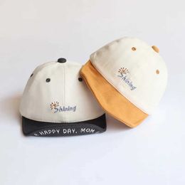 Caps Hats Summer Letter Baby Baseball Cap Cartoon Embroidery Adjustable Sun Hat for Kids Boy Girl Soft Brim Children Peaked Hats Y240517
