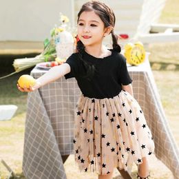 Girl's Dresses Girls Dress Summer Casual Fashion ChildrenS Birthday Stars Gauze Puffy Princess Dress For 1-7 Year Old Kids Party Elegance