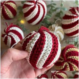 Christmas Decorations Knitted Candy Ball Tree Pendant Ornament Decoration Family Party Year Gift Yarn 231024 Drop Delivery Dh7Il