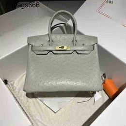 Designer Bags Ostrich Handbags Tote Bag Leather Advanced Feeling Glacier Grey 3025mini Small Portable Togo Litchi Pattern1kb3 Have Logo