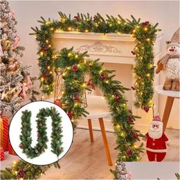 Decorative Flowers & Wreaths Christmas Rattan Garland Decor Light Artificial Flower Xmas Tree Party Home Decors Strip Ornament Wreath Dhvfz