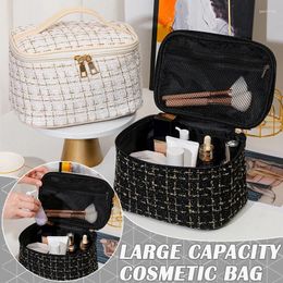 Storage Bags Chic Fashion Large Capacity Cosmetic Bag With Handle Desktop Makeup Brush Travel Toiletries Organizer Case