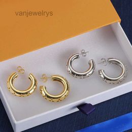 Classic Women Girl Elegant Gold Sier Plated Letter Flower Hoop Earrings Brand Designer Stainless Steel Ear Stud Gifts Fashion Jewerlry Top Quality with Box
