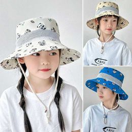 Caps Hats Cartoon Panda Printed Childrens Bucket Hat Summer Mesh Breathable Boys and Girls Fisherman Hat Leisure Beach Panama Childrens Sunset Hat WX WX