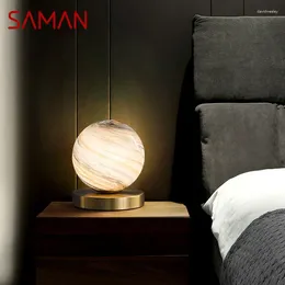 Table Lamps SAMAN Nordic Lamp Modern Creative Vintage Brass Desk Light LED Glass Ball Decor For Home Living Room Bedroom Bedside