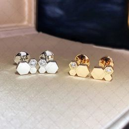 925 Sterling Silver Honeycomb Stud Earrings Bee My Love Collection Ladies Trend Fashion Luxury Brand Jewellery Christmas Gift 240517