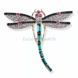 Green Zircon Dragonfly Moon Bear Brooch for Women Elegant Crystal Brooch Pin Ladies Gifts Party Dress Accessories Fashion Jewelry