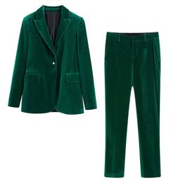 Veet Green For ( Jacket+Pants) Long Sleeve Suit Women Jacket Suits Female Ladies Customise Made ropa de mujer