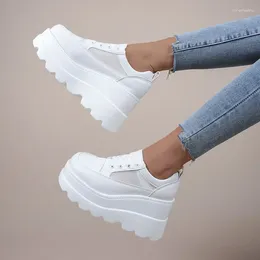 Casual Shoes White Wedge Sneakers Platform Breathable Hollow Chunky Heel Pumps Women Heels Zapatillas Mujer