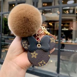 2021 NewCute Keychain For Women Mens Designer Fashion Keychains Animal cartoon round ears Key Charm car Keys Bag Pendant Charms Casual 206p