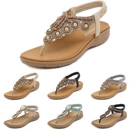 2024 Bohemian Sandals Women Slippers Wedge Gladiator Sandal Womens Elastic Beach Shoes String Bead Color41 GAI-8963