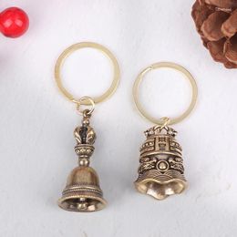 Decorative Figurines Retro Brass Handicraft Die-casting Drop Wind Bell Tibetan Bronze Key Pendant Home Decor Antique Keyring 1pc