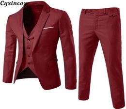 CySination 2019 Männer Mode Slim Suits Business Casual Cloomsman Dreischallanzug Blazer Jacke Hosen Hosen Weste Sets L9542886