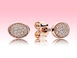 luxury designer Rose gold plated Earrings CZ Pave Stud Earring with Original box for 925 Silver earring for Women Mens1602044