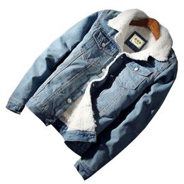 Giacche da uomo Collar giacca in jeans uomini inverno in inverno in pile calda jean maschio copia casual copia sherpa cappotti di abbigliamento da cowboy bomber drop dhjar