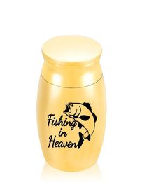 Cremation Urns Ashes Holder Keepsake Pet Memorial Mini Urn Jar Funeral Urn Pendant Fishing in Heaven 30 x 40mm1562133