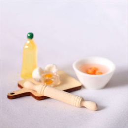 New Dollhouse food Rolling Pin Egg Bowl Model for s Doll Miniature Pretend Play Kitchen Food Toy Accessories