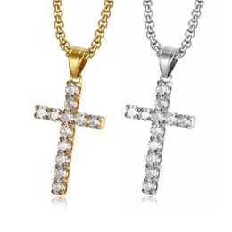 Christian Jesus Cross Necklace For Women Men 14K Gold Chains Choker Religion Cross Pendants Jewellery Prayer Baptism Gifts