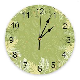 Wall Clocks Simple Plant Leaves And Branches Clock Silent Digital For Home Bedroom Kitchen Living Room Decoration
