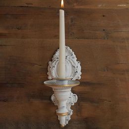 Candle Holders French Wedding Props European Retro White Candlestick Designer Home Decor Porch Iron Wall Hanging Decoration