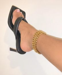 High Quality Classic Cuban Link Chain 105mm Anklet Summer Beach Gold Color Plated Foot Bracelet Anklet for Women Jewelry Gift216776762989