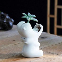 Planters Pots Cute Hippo Flower Pot Ceramic Succulent Pot Plant Pot Planter Desktop Ornaments Home Decor Garden Decoration J240515