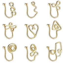 Fake Nose Rings Septum Jewelry GoldSilver Nose Cuff Non Piercing Clip On Faux Ring For Women Men4231965