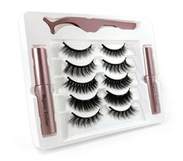 New 5Pairsset Magnetic Eyelashes 3D Mink Fake Eyelash Magnet Eyeliner False Eyelash Waterproof Liquid Long Lasting Eyelash Extens7601371