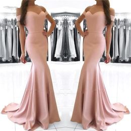 Elegant Satin Bridesmaid Dresses Sexy Off The Shoulder Mermaid Plus Size Long Maid Of Honour Gowns Sweep Train Wedding Guest Dress Forma 263o