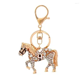 Keychains 10pcs/lot Beautiful Metal Rhinestone Horse Keyholders Creative Zinc Alloy For Gift
