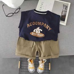 Clothing Sets summer baby boys Sleeveless clothing suits handsome baby girls Short Sleeves top shorts sets Y240515