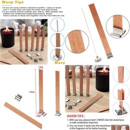 Craft Tools Wood Candle Wicks With Iron Stand For Diy Making Smokeless Handmade Soy Parffin Wax Wick Dh3874 Drop Delivery Home Garden Dh3Qx