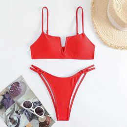 Women's Swimwear Women Sexy Micro Bikini Set Push Up Bathing Suits Bandeau Swimsuit Two Pieces Swimming Suit Beachwear Red Thong Biquini