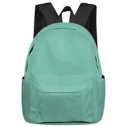 Backpack Solid Color Emerald Women Man Backpacks Waterproof Multi-Pocket School For Student Boys Girls Laptop Book Pack Mochilas