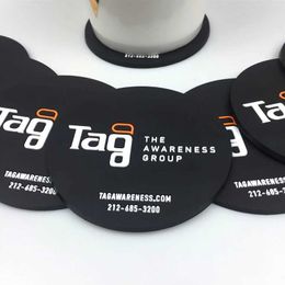 Mats Pads Custom Printed Promotion Gifts Cup Holder Soft Rubber Coaster sets Tableware Waterproof and Heat Insulation J240514