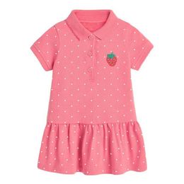 Girl's Dresses Mink summer girls clothing Strberry stickers cute childrens girl tight polo dress girl lapel dress WX