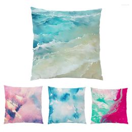 Pillow Artistic Sofa Decorative Cases Living Room Decoration Oil Painting Colourful Velvet Home Decor Polyester Linen Cover E0313