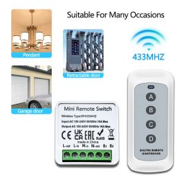 RF 433Mhz Transmitter Wireless Light Smart Switch 10A Relay Receiver Module Remote Control 85-265V for Led Lamp Fan Garage Doors Sliding Door Electric Vehicle