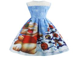 print Casual Dresses Christmas stitched Hepburn sleeveless swing dress4465496