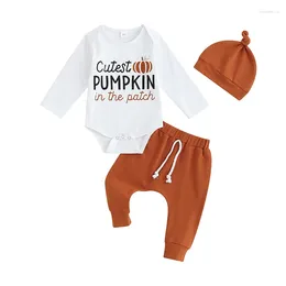 Clothing Sets Pudcoco Infant Born Baby Boys Girls Halloween Outfits Long Sleeve Pumpkin Letter Romper Pants Hat Set Clothes 0-18M