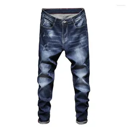 Men's Jeans Brand Dark Blue Slim Fit Stretch Spring Arrival Casual Denim Pants For Men Streetwear Fashion Pockets