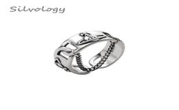 Silvology 925 Sterling Chain Saturn Silver Vintage Weave Texture New Open Rings For Women 2019 Summer Jewellery Gift Y2003217339686