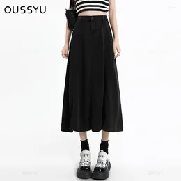 Skirts Summer Soft Lyocell Jeans Skirt Women High Waist A Line Versatile Mid Length Denim Womens Y2k Fashion Streetwear