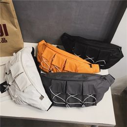 Large Waist Bag Fanny Pack Streetwear Canvas Belt Bags Chest Packs Fashion Hip Hop Pack Crossbody Messenger Chest Bag for Men MX200717 210A