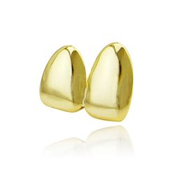 New Arrived Double Caps 18K Yellow Gold Colour Plated Grillz Canine Plain Two Teeth Right Top Single Caps Grills5664016